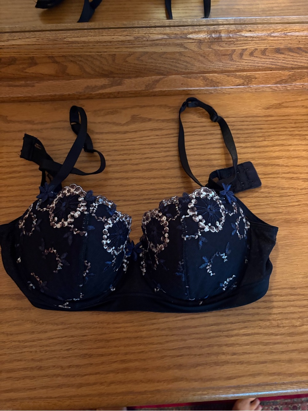 Chantelle Black Embroidered Balconette Bra 36C